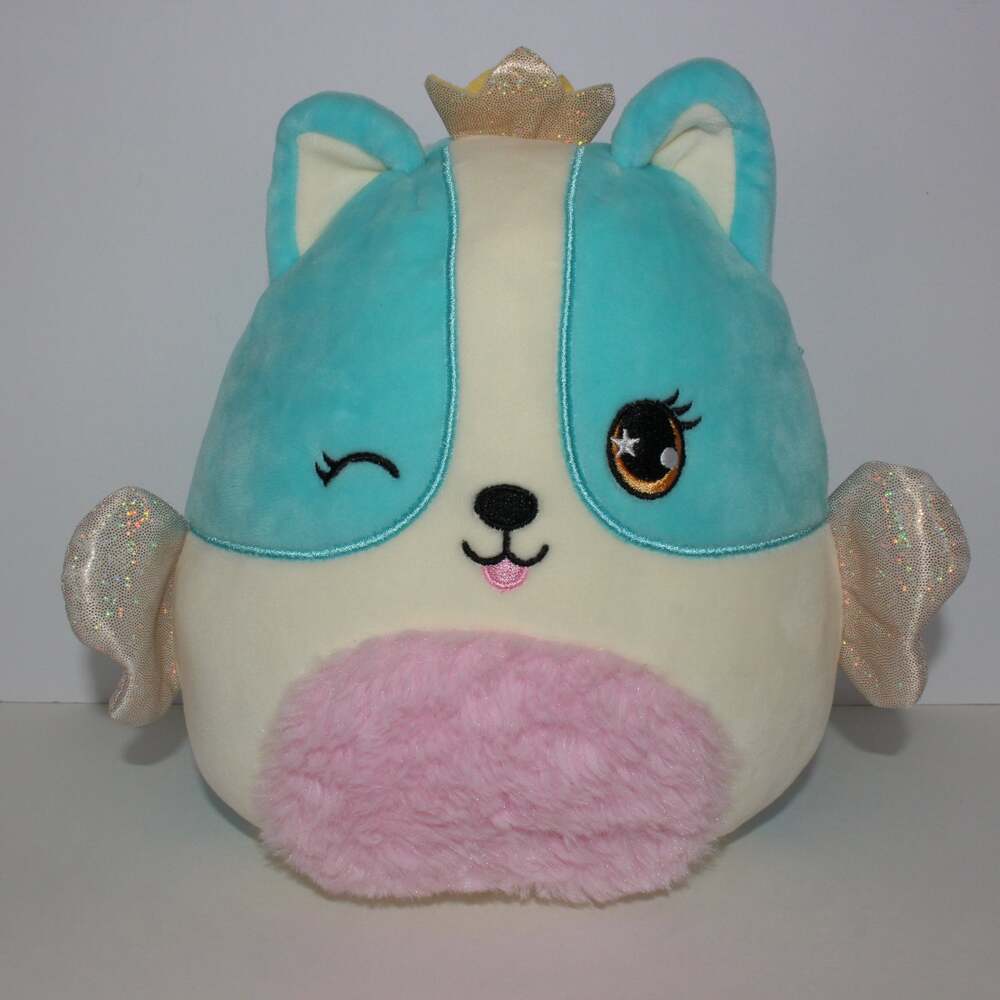 Squishmallows Regina the Corgi Princess 8” Blue Dog Mystery Squad Wings & Crown
